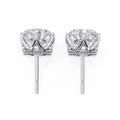 14K White Gold IGI Certified Round Diamond Millgrain Earrings, D-E Color, VVS/VS Clarity