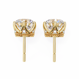 14K White Gold IGI Certified Round Diamond Millgrain Earrings, D-E Color, VVS/VS Clarity