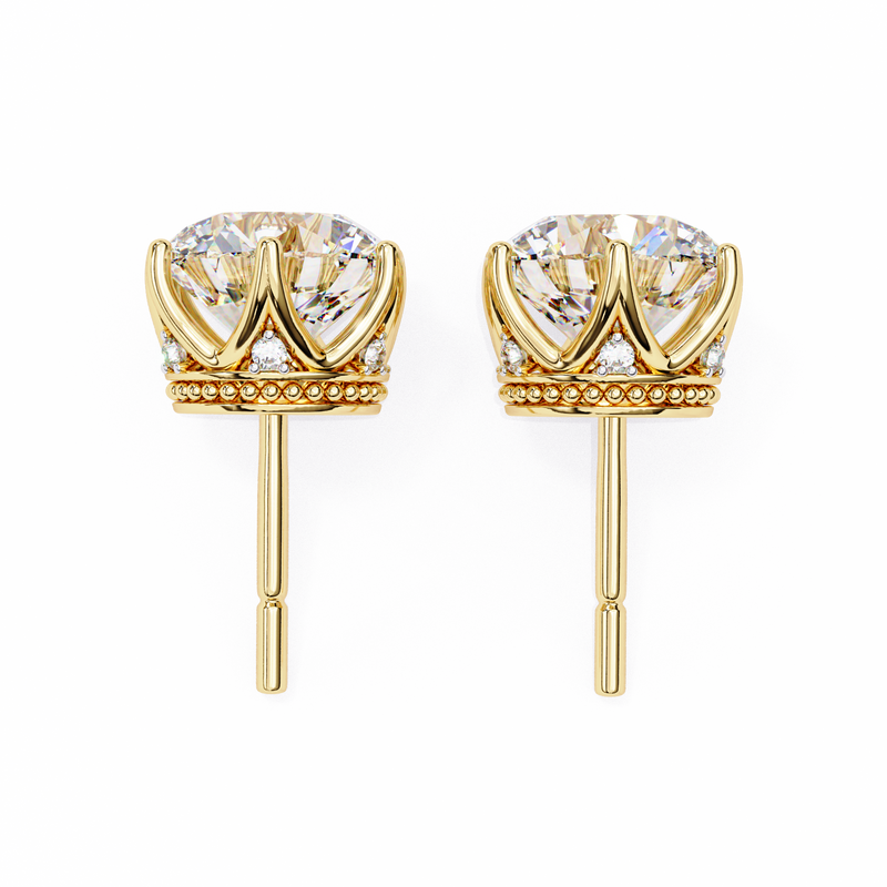 14K White Gold IGI Certified Round Diamond Millgrain Earrings, D-E Color, VVS/VS Clarity