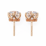 14K White Gold IGI Certified Round Diamond Millgrain Earrings, D-E Color, VVS/VS Clarity