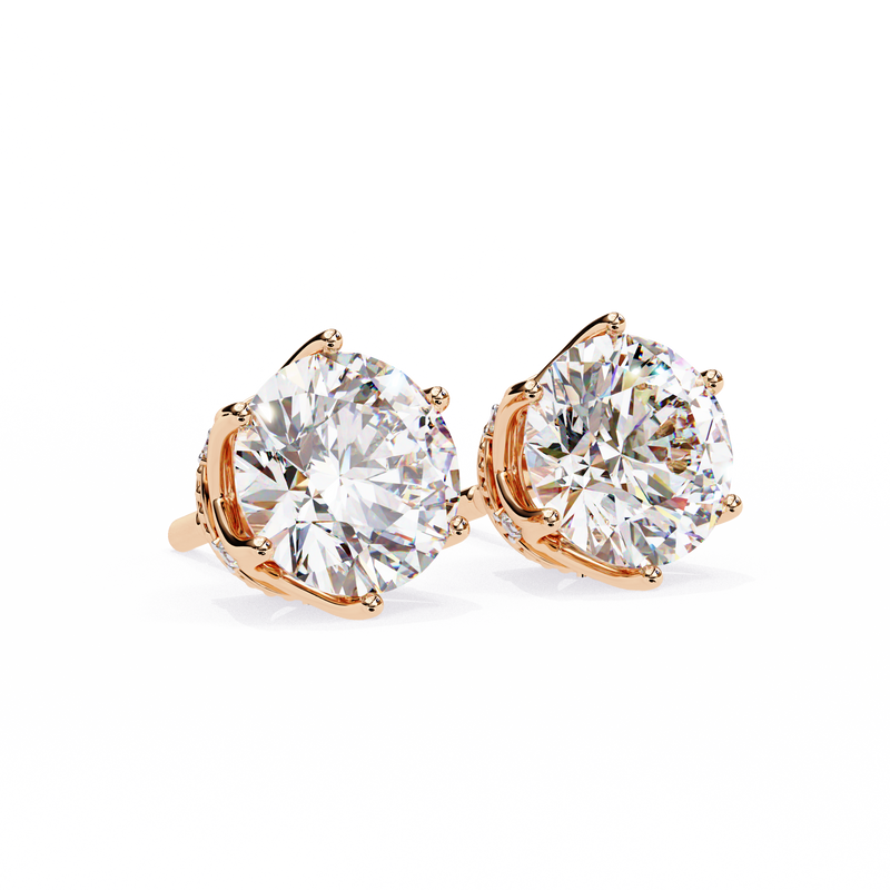 14K White Gold IGI Certified Round Diamond Millgrain Earrings, D-E Color, VVS/VS Clarity