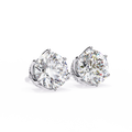 14K White Gold IGI Certified Round Diamond Millgrain Earrings, D-E Color, VVS/VS Clarity