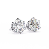14K White Gold IGI Certified Round Diamond Millgrain Earrings, D-E Color, VVS/VS Clarity