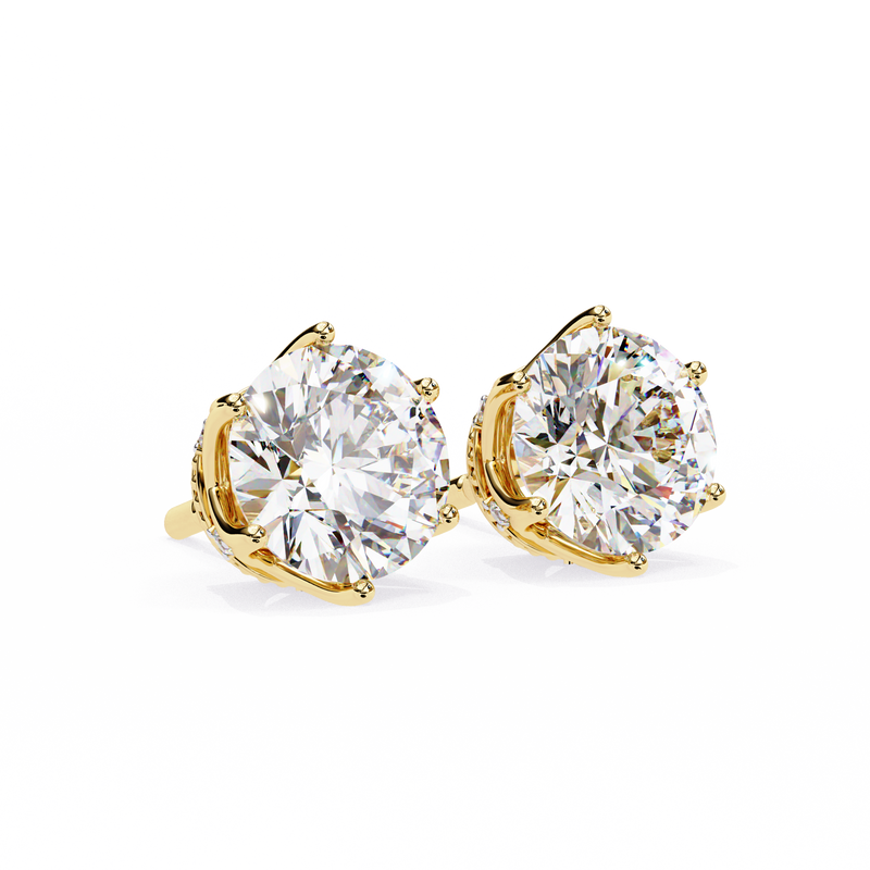 14K White Gold IGI Certified Round Diamond Millgrain Earrings, D-E Color, VVS/VS Clarity