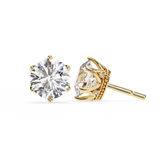 14K White Gold IGI Certified Round Diamond Millgrain Earrings, D-E Color, VVS/VS Clarity
