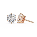 14K White Gold IGI Certified Round Diamond Millgrain Earrings, D-E Color, VVS/VS Clarity