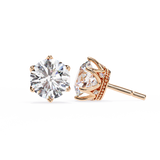14K White Gold IGI Certified Round Diamond Millgrain Earrings, D-E Color, VVS/VS Clarity