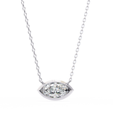 14K White Gold IGI Certified Marquise Diamond Solitaire Pendant – D-E Color, VVS–VS Clarity, Rabbit Ear Bail
