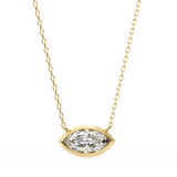 14K White Gold IGI Certified Marquise Diamond Solitaire Pendant – D-E Color, VVS–VS Clarity, Rabbit Ear Bail