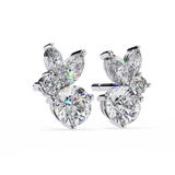 14K White Gold IGI Certified Round Diamond Fancy Basket Earrings, D-E Color, VVS/VS Clarity