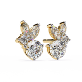 14K White Gold IGI Certified Round Diamond Fancy Basket Earrings, D-E Color, VVS/VS Clarity