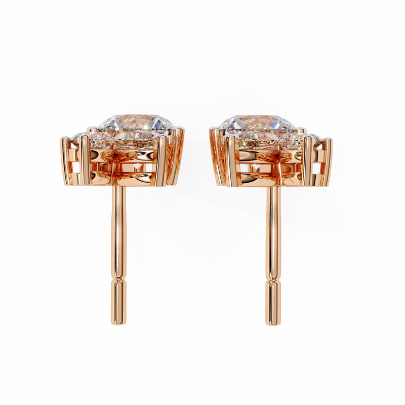 14K White Gold IGI Certified Round Diamond Fancy Basket Earrings, D-E Color, VVS/VS Clarity