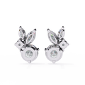 14K White Gold IGI Certified Round Diamond Fancy Basket Earrings, D-E Color, VVS/VS Clarity