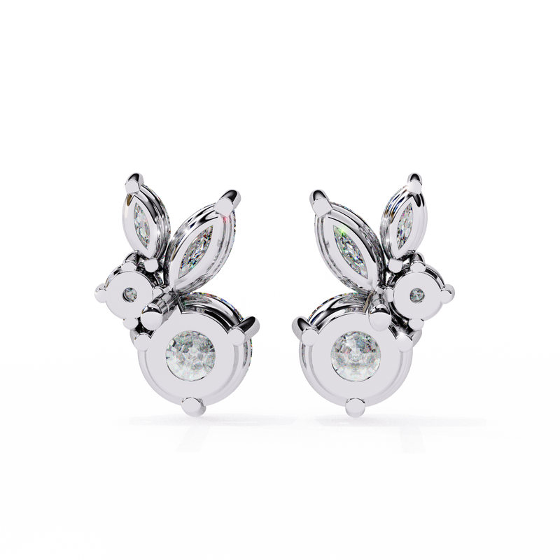 14K White Gold IGI Certified Round Diamond Fancy Basket Earrings, D-E Color, VVS/VS Clarity