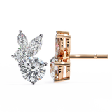 14K White Gold IGI Certified Round Diamond Fancy Basket Earrings, D-E Color, VVS/VS Clarity