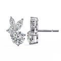 14K White Gold IGI Certified Round Diamond Fancy Basket Earrings, D-E Color, VVS/VS Clarity
