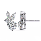 14K White Gold IGI Certified Round Diamond Fancy Basket Earrings, D-E Color, VVS/VS Clarity
