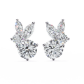 14K White Gold IGI Certified Round Diamond Fancy Basket Earrings, D-E Color, VVS/VS Clarity