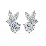 14K White Gold IGI Certified Round Diamond Fancy Basket Earrings, D-E Color, VVS/VS Clarity