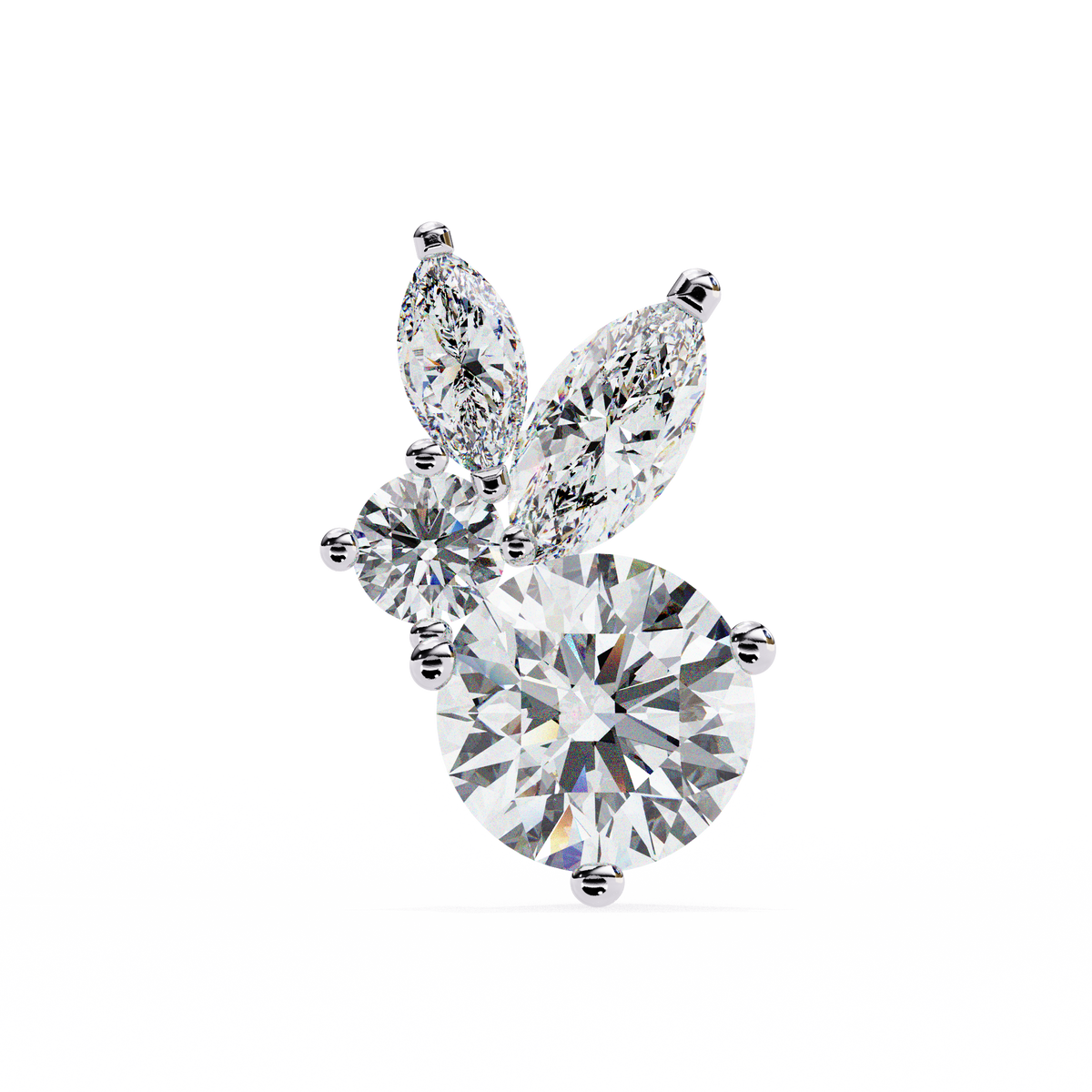 14K White Gold IGI Certified Round Diamond Fancy Basket Earrings, D-E Color, VVS/VS Clarity