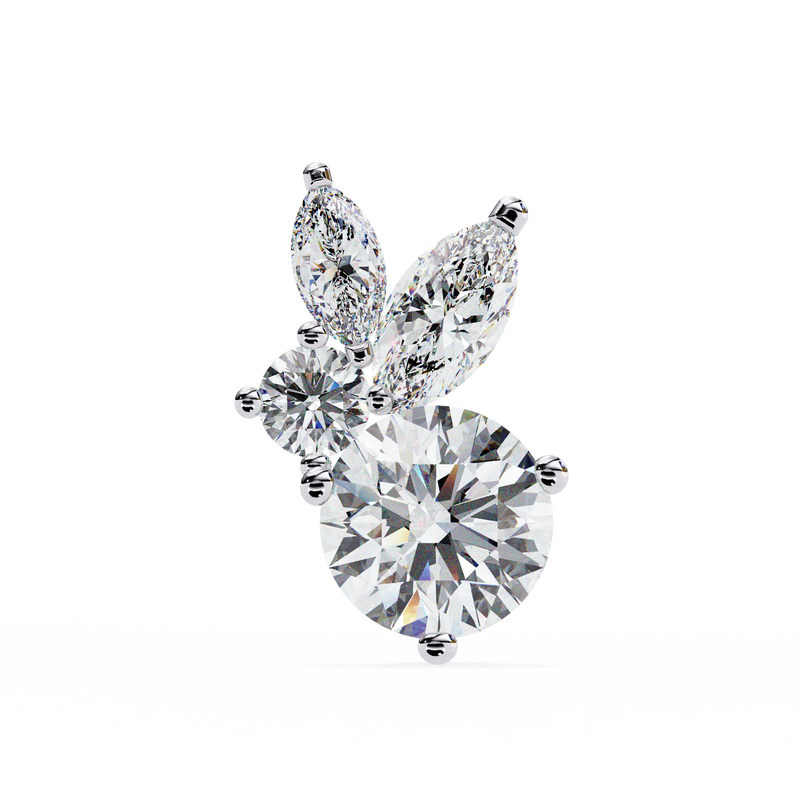 14K White Gold IGI Certified Round Diamond Fancy Basket Earrings, D-E Color, VVS/VS Clarity
