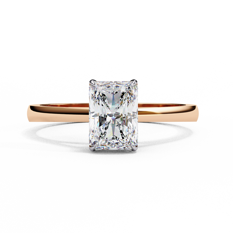 14k IGI certified radiant ring with E-F color VVS-VS clarity diamonds 36