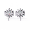 14K White Gold IGI Certified Round Diamond Hexagon Earrings, D-E Color, VVS/VS Clarity
