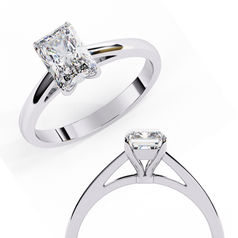 14k IGI certified radiant ring with E-F color VVS-VS clarity diamonds 36