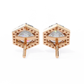 14K White Gold IGI Certified Round Diamond Hexagon Earrings, D-E Color, VVS/VS Clarity
