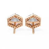 14K White Gold IGI Certified Round Diamond Hexagon Earrings, D-E Color, VVS/VS Clarity