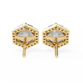 14K White Gold IGI Certified Round Diamond Hexagon Earrings, D-E Color, VVS/VS Clarity