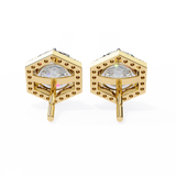 14K White Gold IGI Certified Round Diamond Hexagon Earrings, D-E Color, VVS/VS Clarity