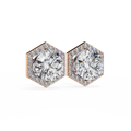 14K White Gold IGI Certified Round Diamond Hexagon Earrings, D-E Color, VVS/VS Clarity