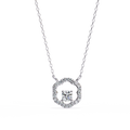 14K White Gold IGI Certified Round Diamond Flower Pendant – D-E Color, VVS–VS Clarity, Rabbit Ear Bail