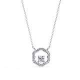 14K White Gold IGI Certified Round Diamond Flower Pendant – D-E Color, VVS–VS Clarity, Rabbit Ear Bail