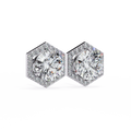 14K White Gold IGI Certified Round Diamond Hexagon Earrings, D-E Color, VVS/VS Clarity