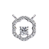 14K White Gold IGI Certified Round Diamond Flower Pendant – D-E Color, VVS–VS Clarity, Rabbit Ear Bail
