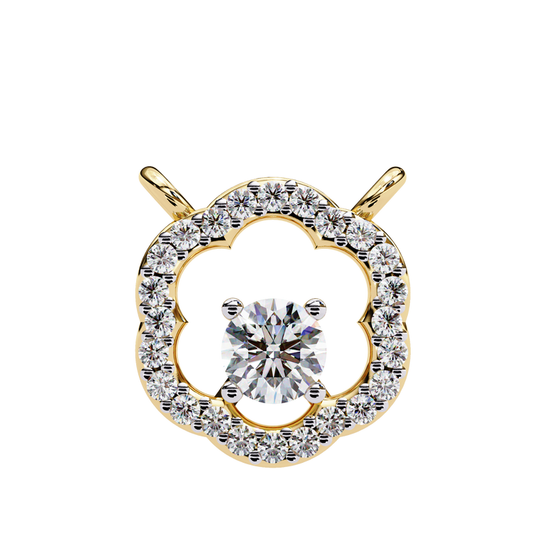 14K White Gold IGI Certified Round Diamond Flower Pendant – D-E Color, VVS–VS Clarity, Rabbit Ear Bail