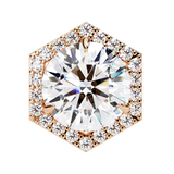 14K White Gold IGI Certified Round Diamond Hexagon Earrings, D-E Color, VVS/VS Clarity