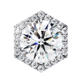 14K White Gold IGI Certified Round Diamond Hexagon Earrings, D-E Color, VVS/VS Clarity