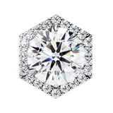 14K White Gold IGI Certified Round Diamond Hexagon Earrings, D-E Color, VVS/VS Clarity