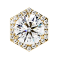 14K White Gold IGI Certified Round Diamond Hexagon Earrings, D-E Color, VVS/VS Clarity