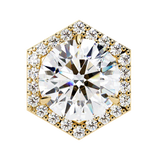 14K White Gold IGI Certified Round Diamond Hexagon Earrings, D-E Color, VVS/VS Clarity