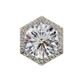 14K White Gold IGI Certified Round Diamond Hexagon Earrings, D-E Color, VVS/VS Clarity