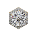 14K White Gold IGI Certified Round Diamond Hexagon Earrings, D-E Color, VVS/VS Clarity