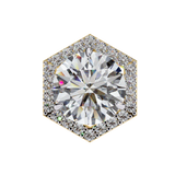 14K White Gold IGI Certified Round Diamond Hexagon Earrings, D-E Color, VVS/VS Clarity