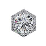 14K White Gold IGI Certified Round Diamond Hexagon Earrings, D-E Color, VVS/VS Clarity