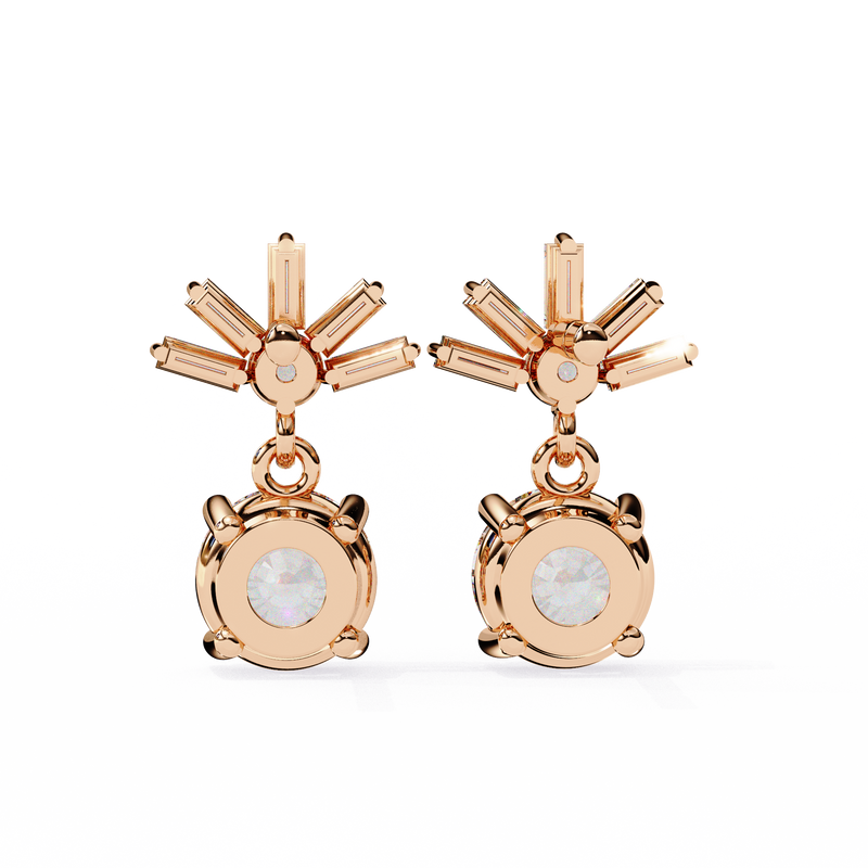 14K White Gold IGI Certified Round Diamond Dangling Earrings, D-E Color, VVS/VS Clarity