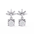 14K White Gold IGI Certified Round Diamond Dangling Earrings, D-E Color, VVS/VS Clarity