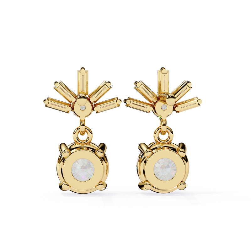 14K White Gold IGI Certified Round Diamond Dangling Earrings, D-E Color, VVS/VS Clarity